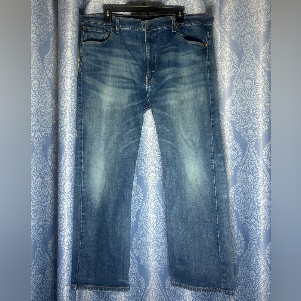 Mens Levi’s 569 Loose Straight Jeans 38x30 Distressed Medium Wash Workwear Denim